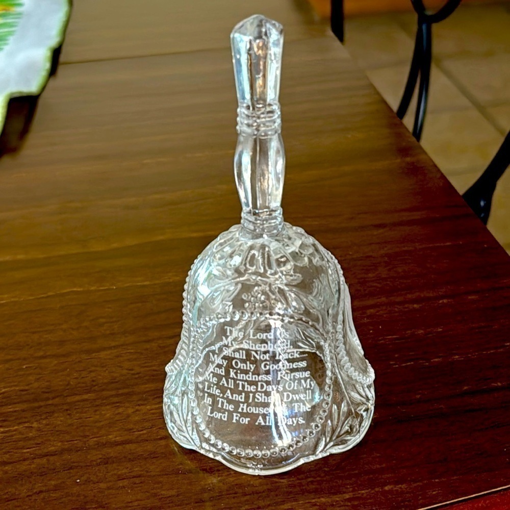 Crystal prayer bell with inscription‎